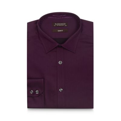 St George by Duffer Purple sateen shirt with extra-long sleeves and body
